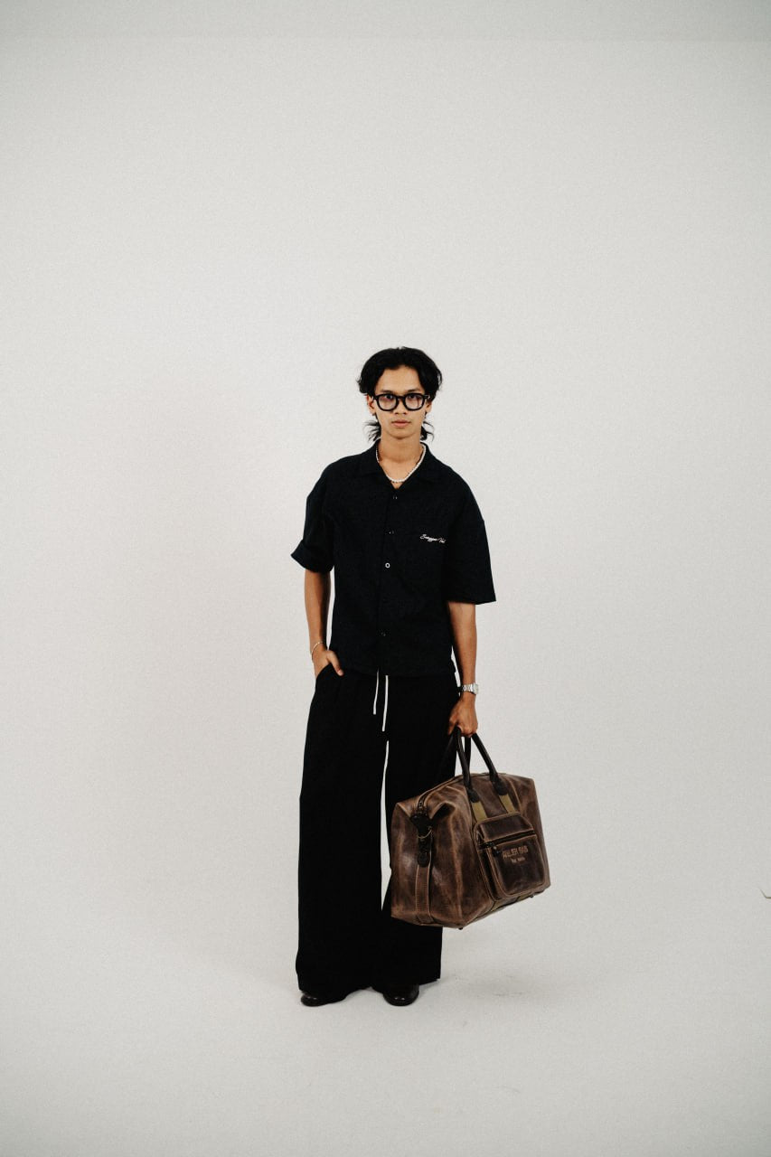 OPEN COLLAR SHIRT | BLACK