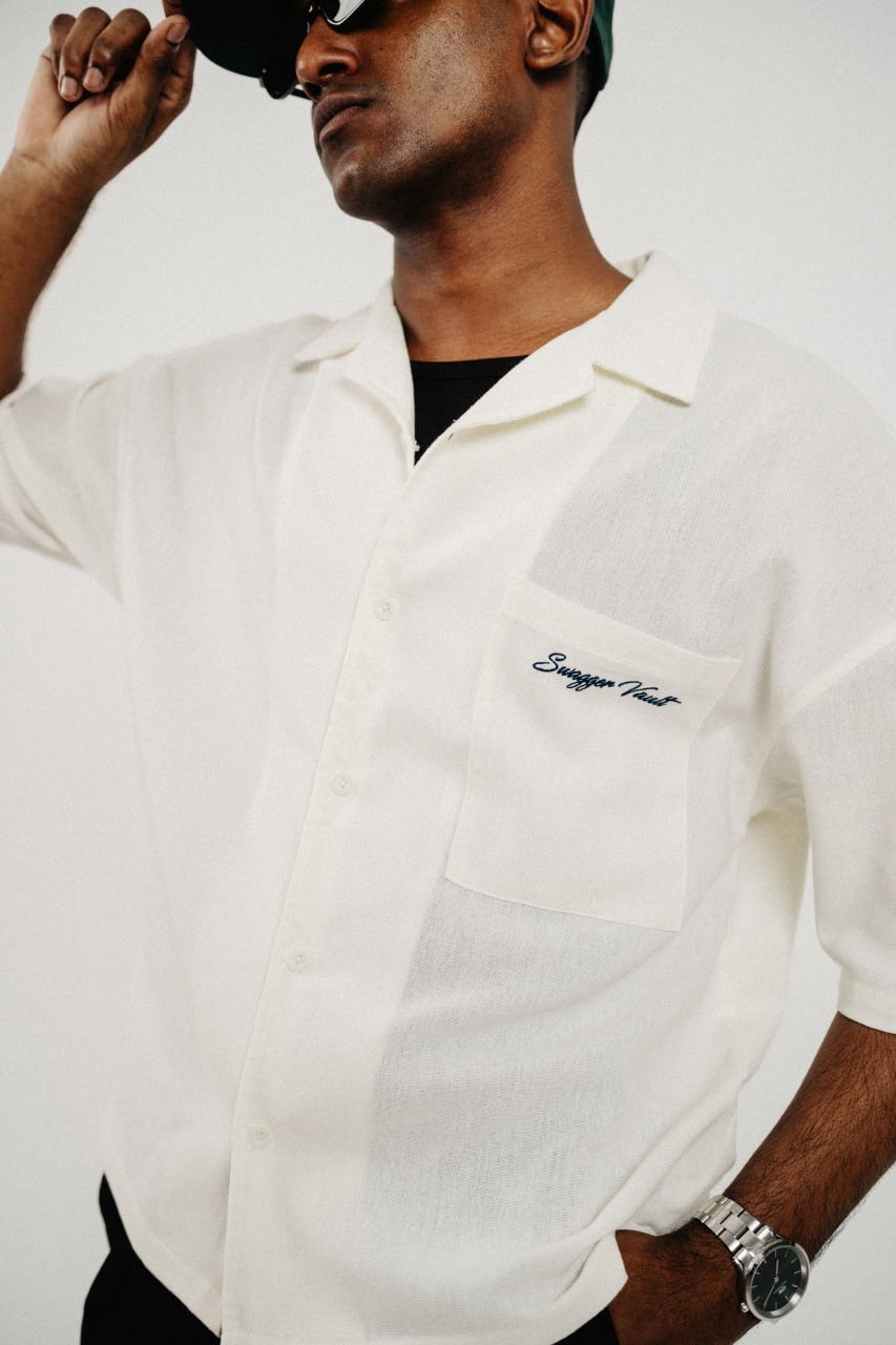 OPEN COLLAR SHIRT | OFF WHITE