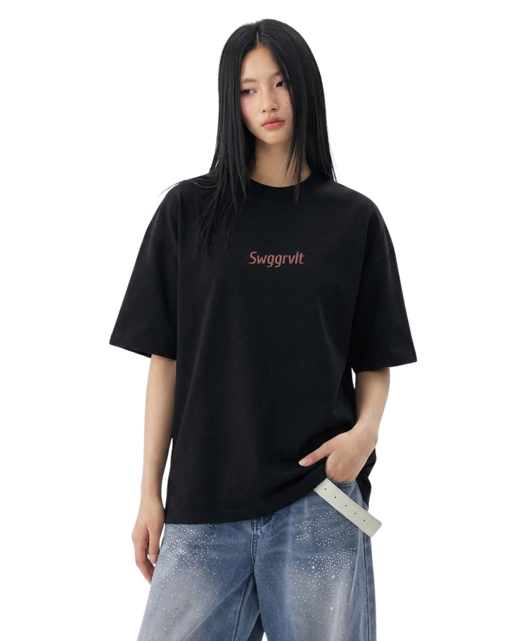 SWGGRVLT CRACKED LOGO TEE | BLACK