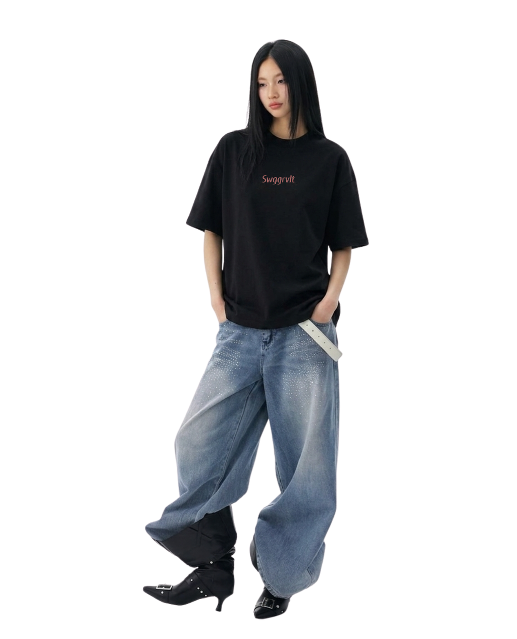 SWGGRVLT CRACKED LOGO TEE | BLACK