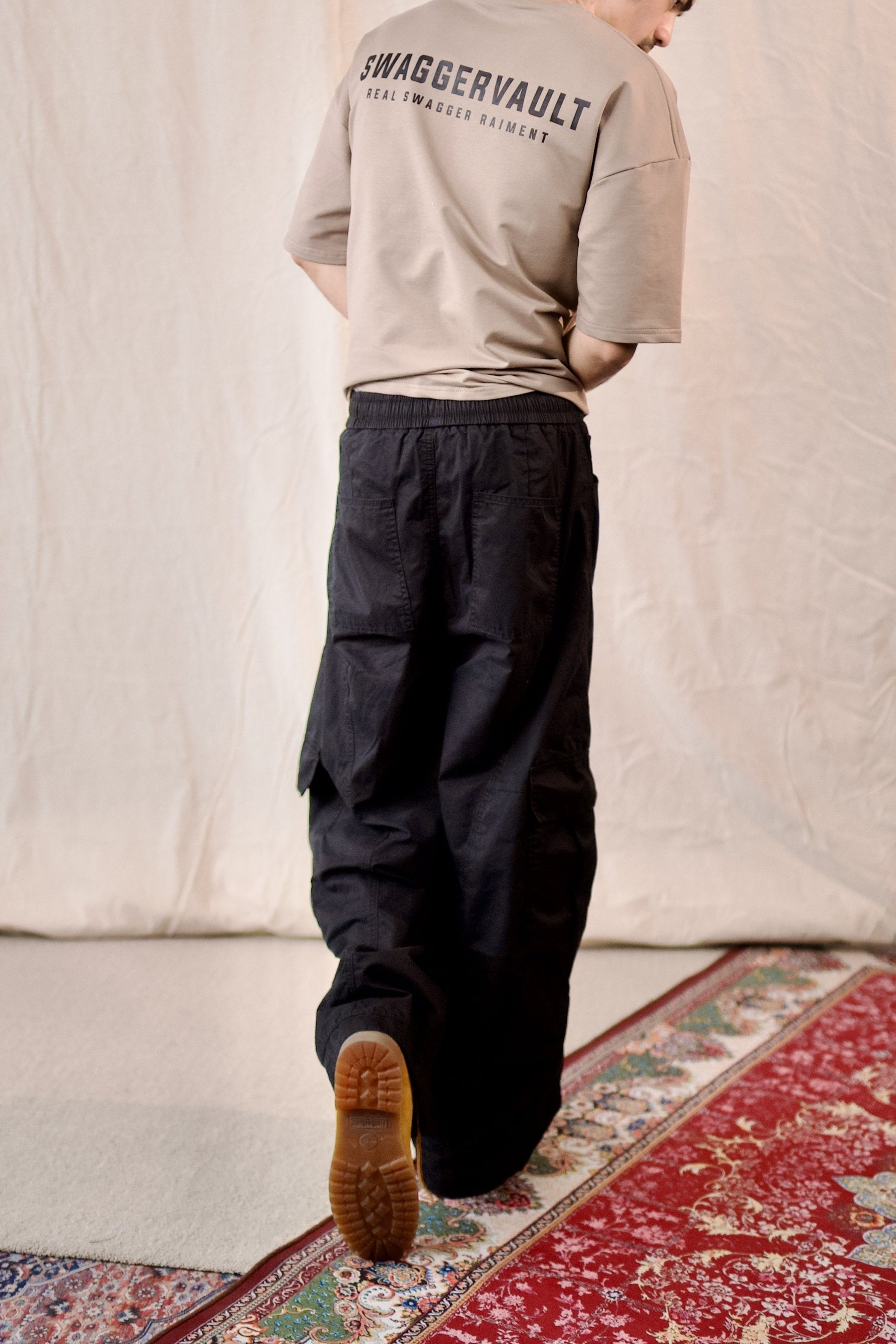 WIDE LEG CARGO PANTS | BLACK