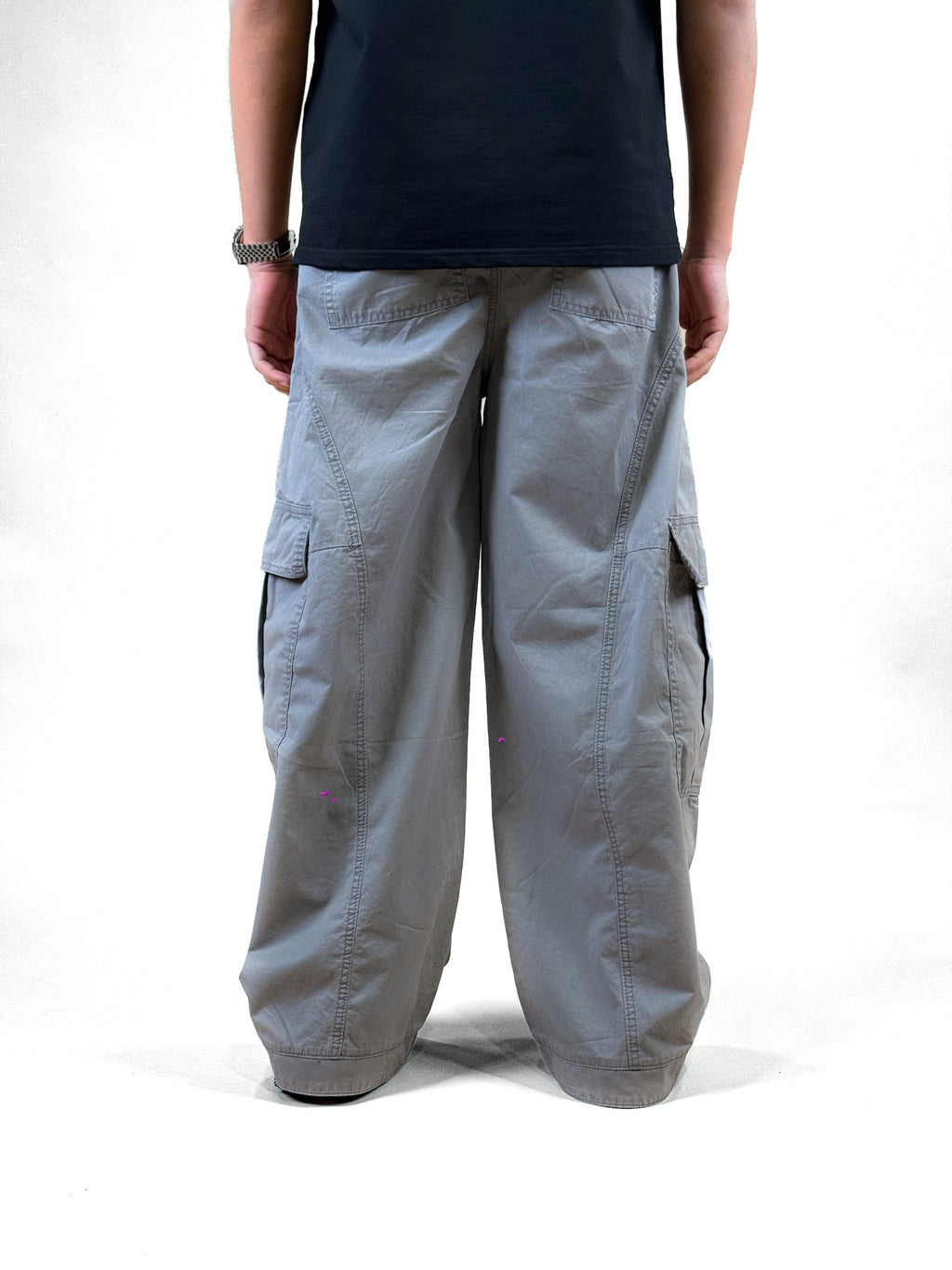 WIDE LEG CARGO PANTS | ASH-GREY