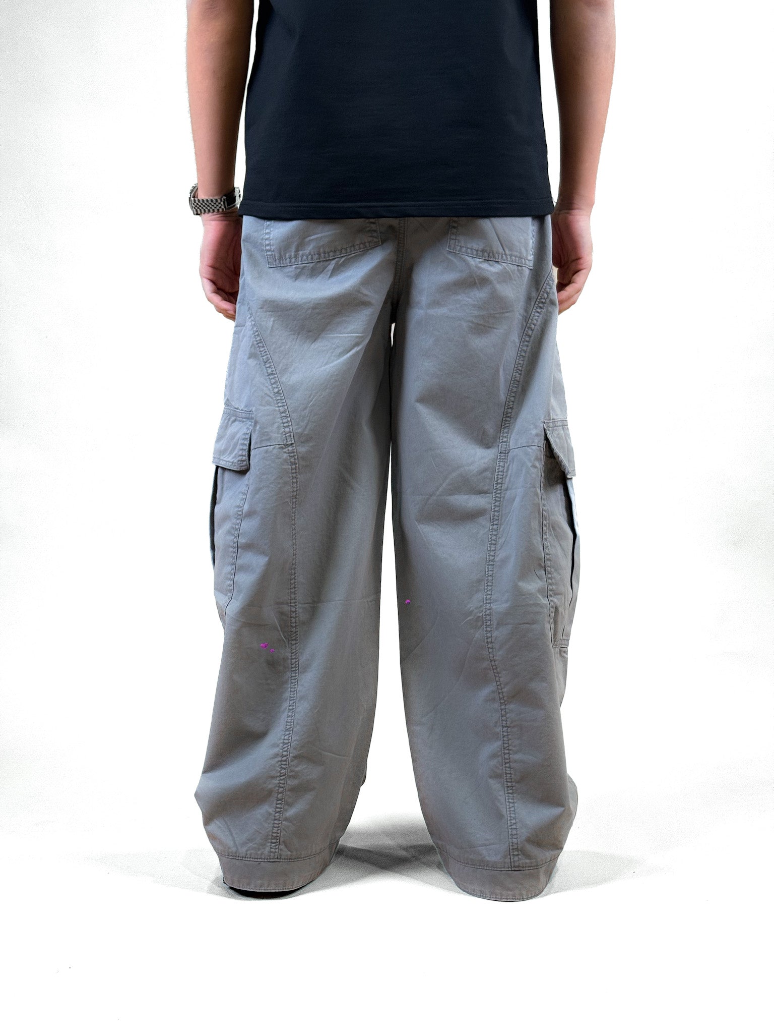 WIDE LEG CARGO PANTS | ASH-GREY