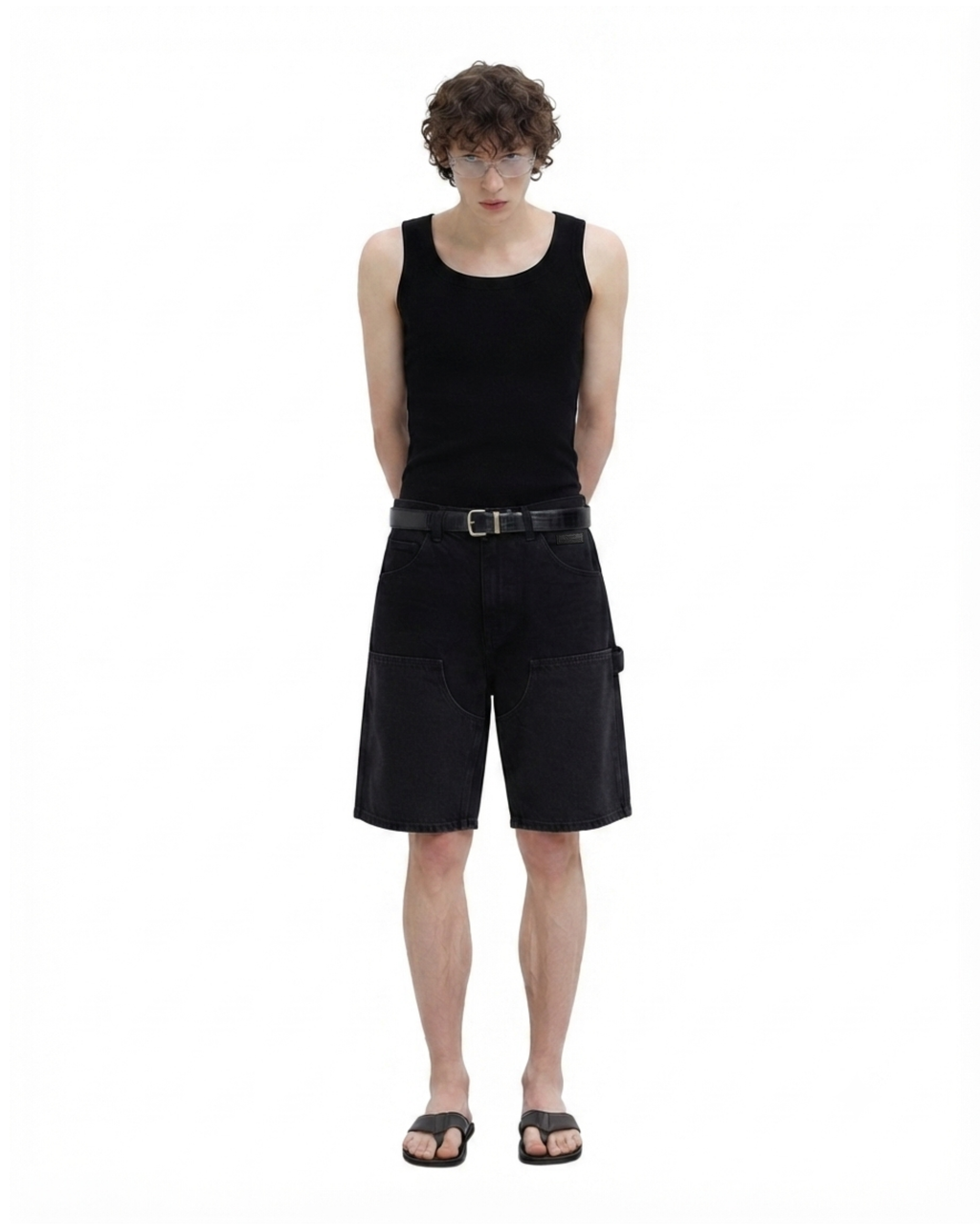DOUBLE KNEE SHORT PANTS | BLACK