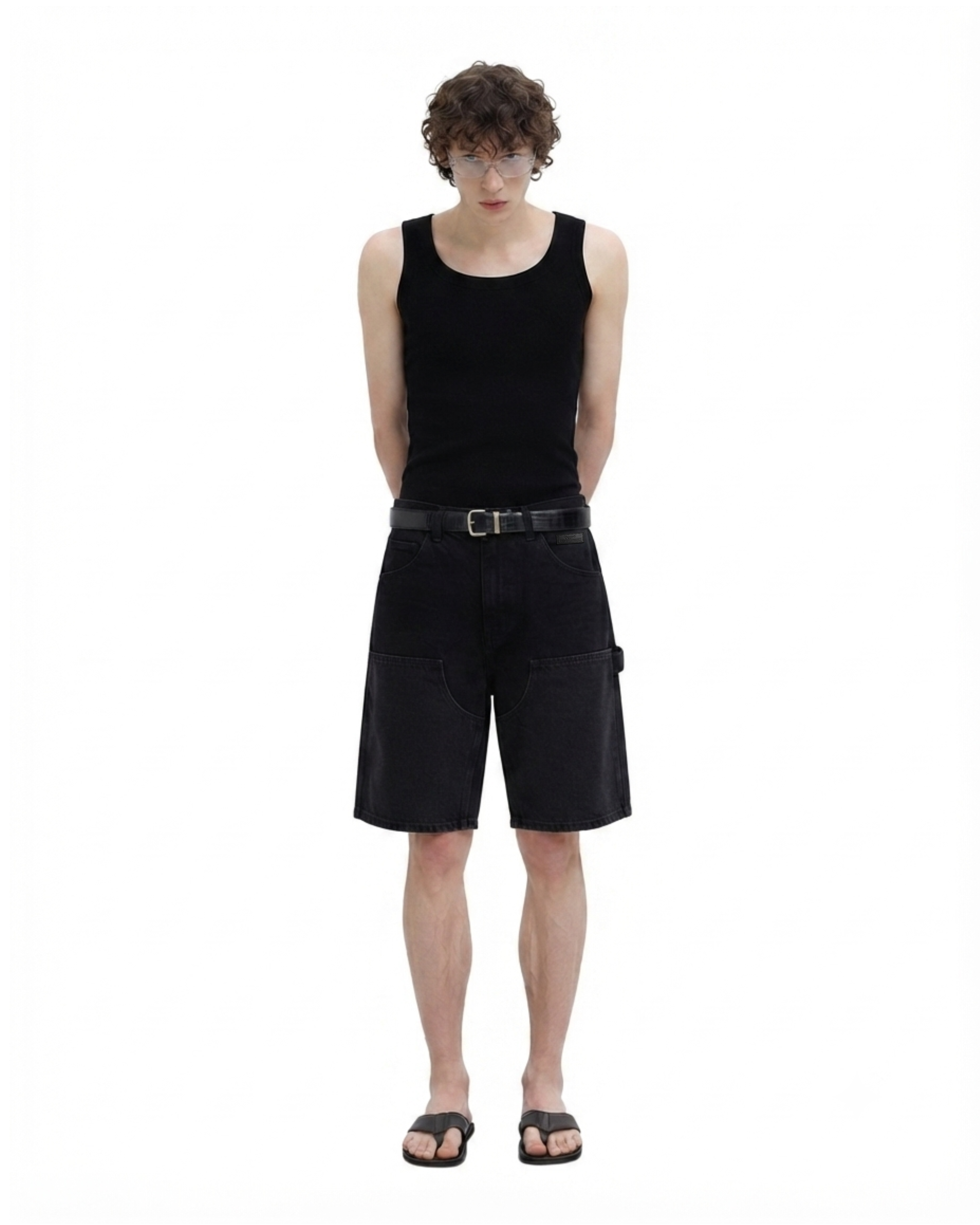 DOUBLE KNEE SHORT PANTS | BLACK