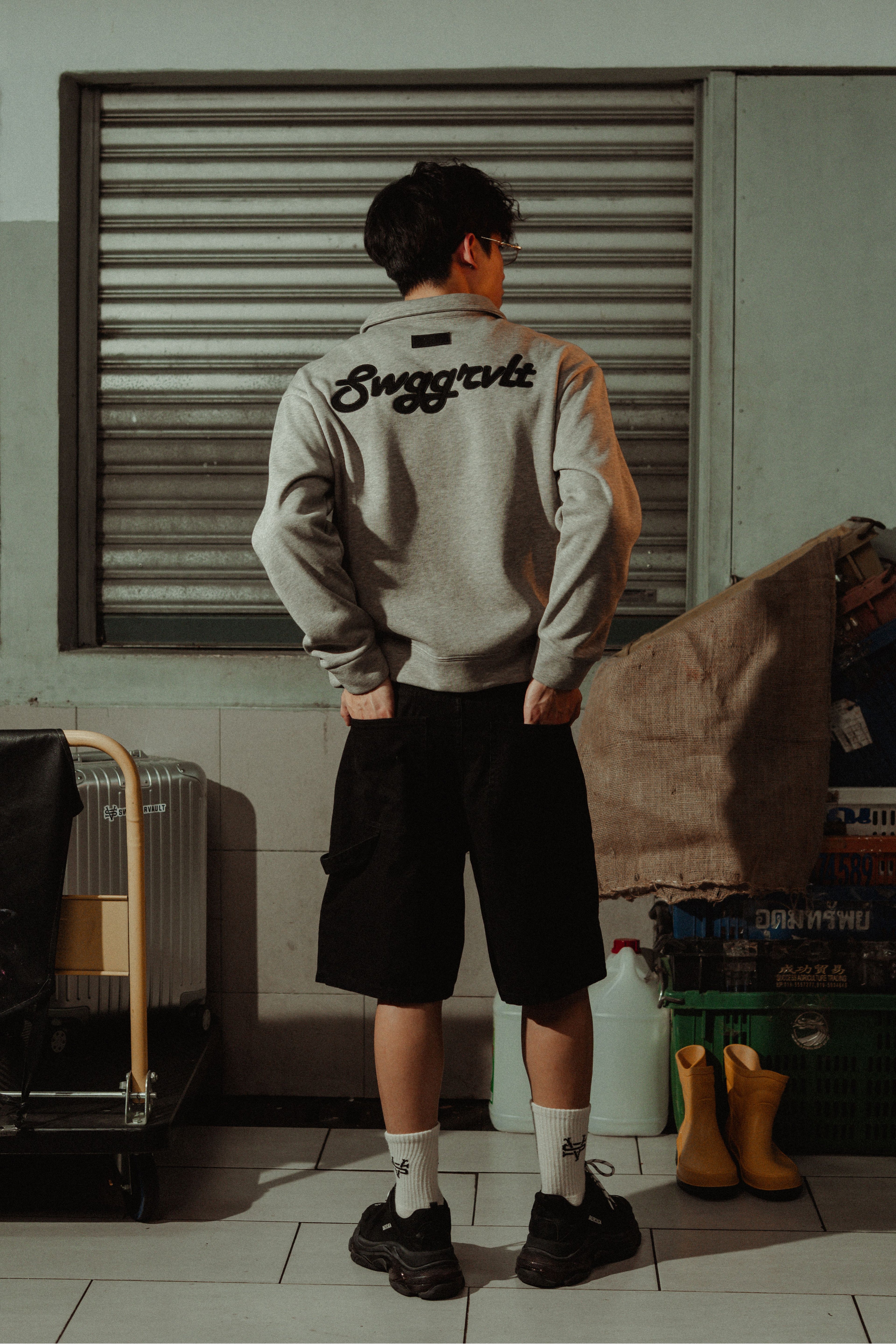 SWGGRVLT HALF-ZIPPER SWEATSHIRT | VINTAGE GREY