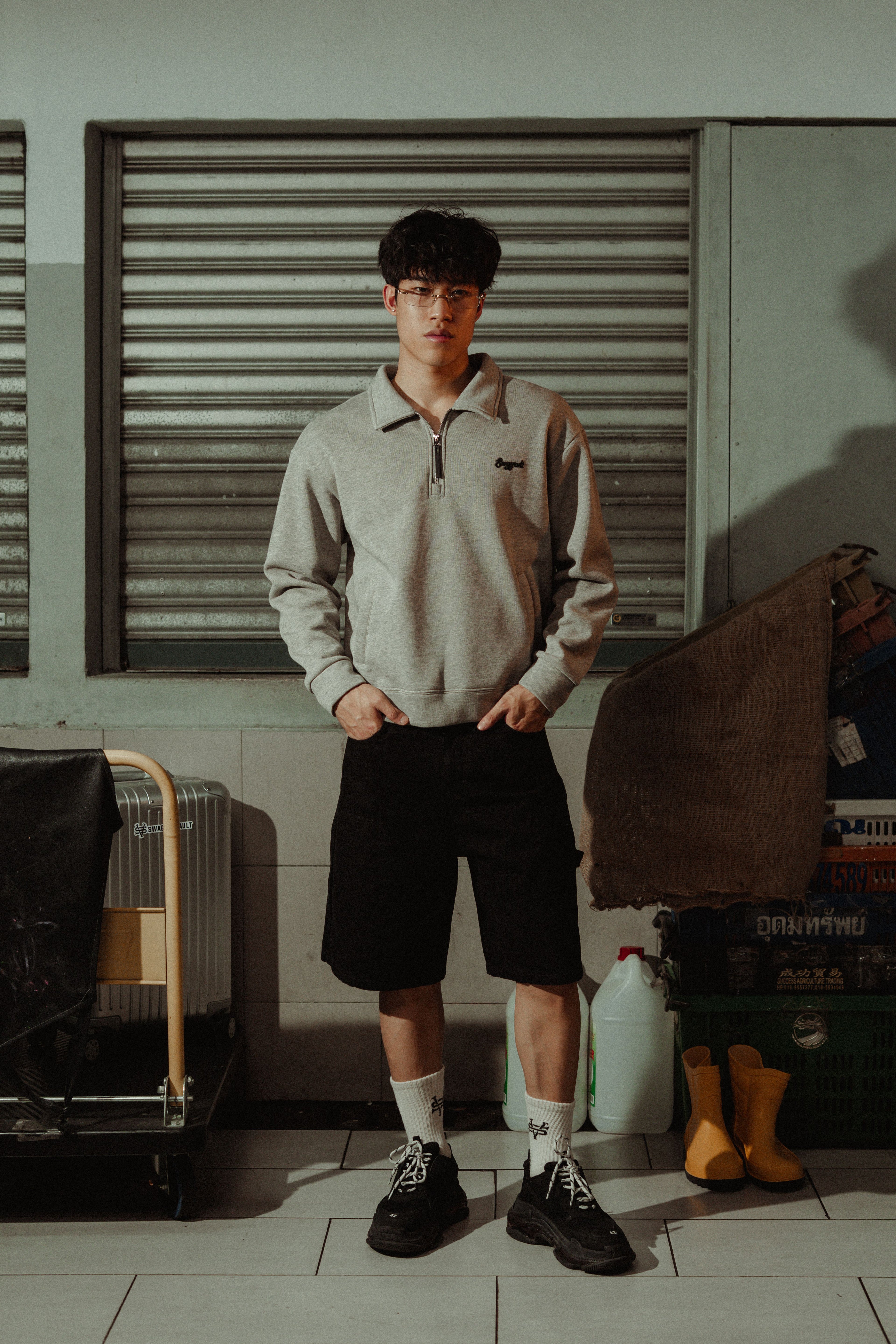 SWGGRVLT HALF-ZIPPER SWEATSHIRT | VINTAGE GREY