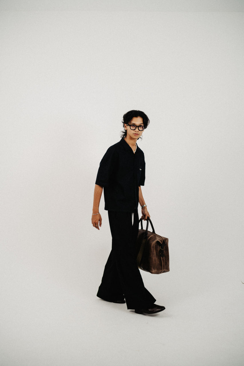 OPEN COLLAR SHIRT | BLACK