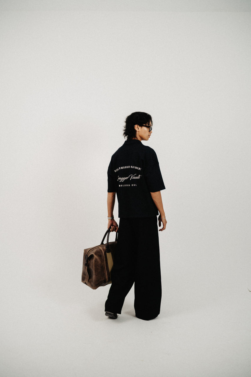 OPEN COLLAR SHIRT | BLACK