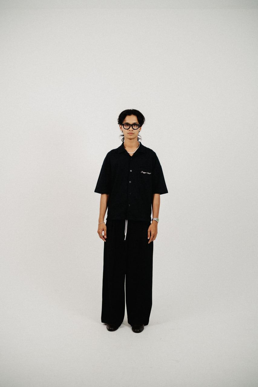 OPEN COLLAR SHIRT | BLACK